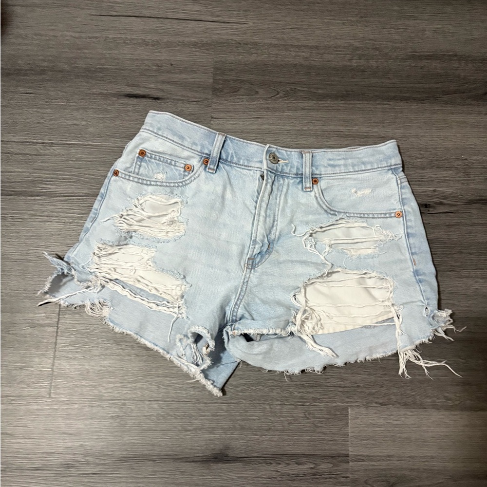 American Eagle Outfitters Light Blue Ripped Jean Shorts